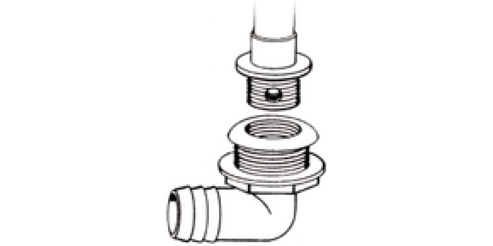 Th Marine Thru-Hull 1 1/8In Barb 90'Deg