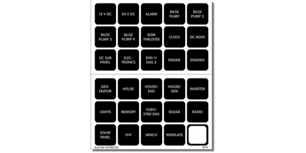 Blue Sea Label Kit H20 Panels 30Pc Dc