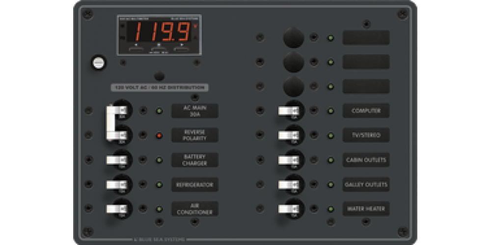 Blue Sea Panel 11Pos W/Main +Dig. Meter