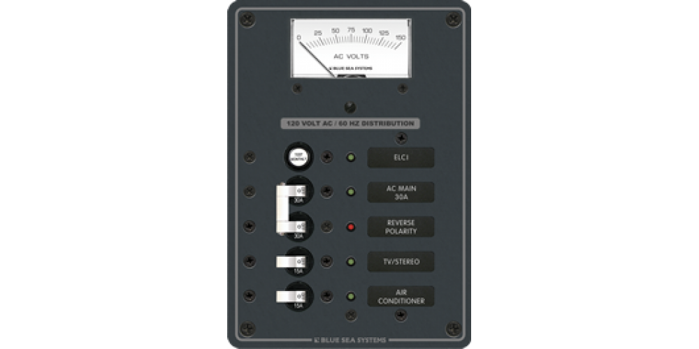 Blue Sea Panel 120V 2Pos W/Elci Main 30A