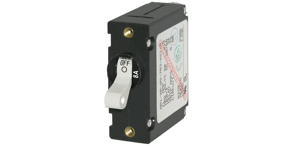 Blue Seas A-Series White Toggle Circuit Breaker - Single Pole 8A