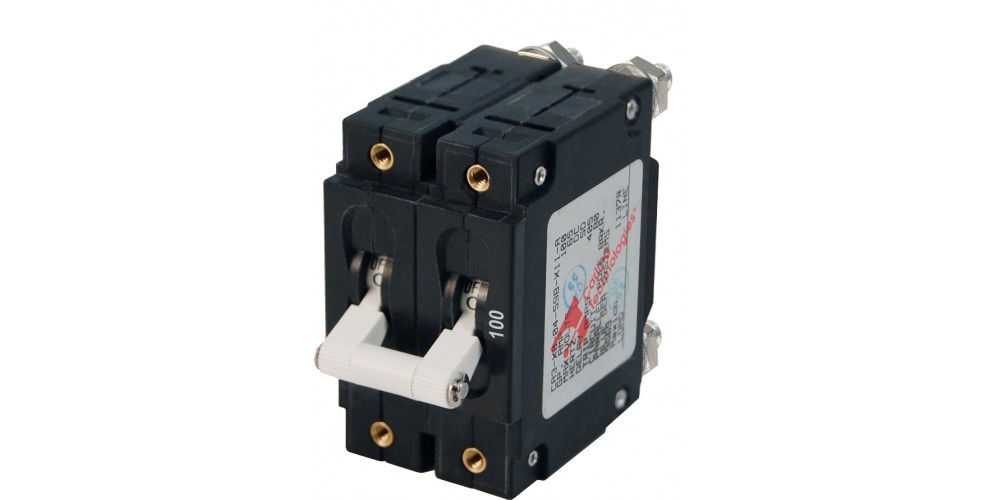 Blue Seas C-Series White Toggle Circuit Breaker - Double Pole 100 Amp