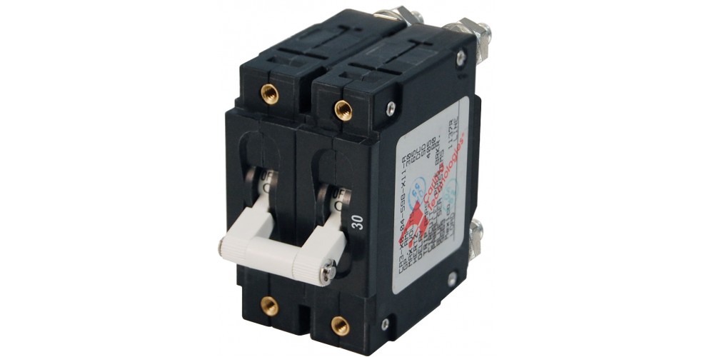 Blue Seas C-Series White Toggle Circuit Breaker - Double Pole 30 Amp