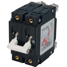 Blue Seas C-Series White Toggle Circuit Breaker - Double Pole 30 Amp