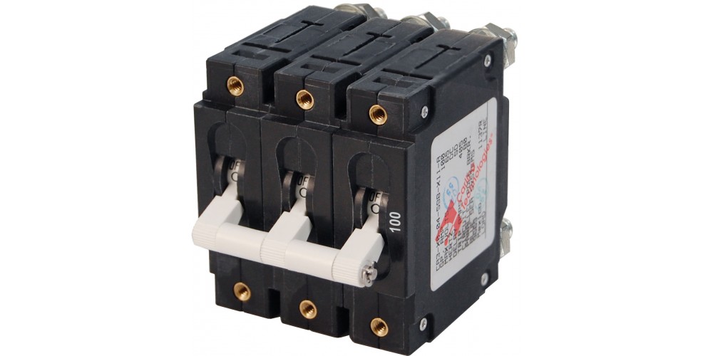 Blue Seas C-Series White Toggle Circuit Breaker - Triple Pole 100 Amp