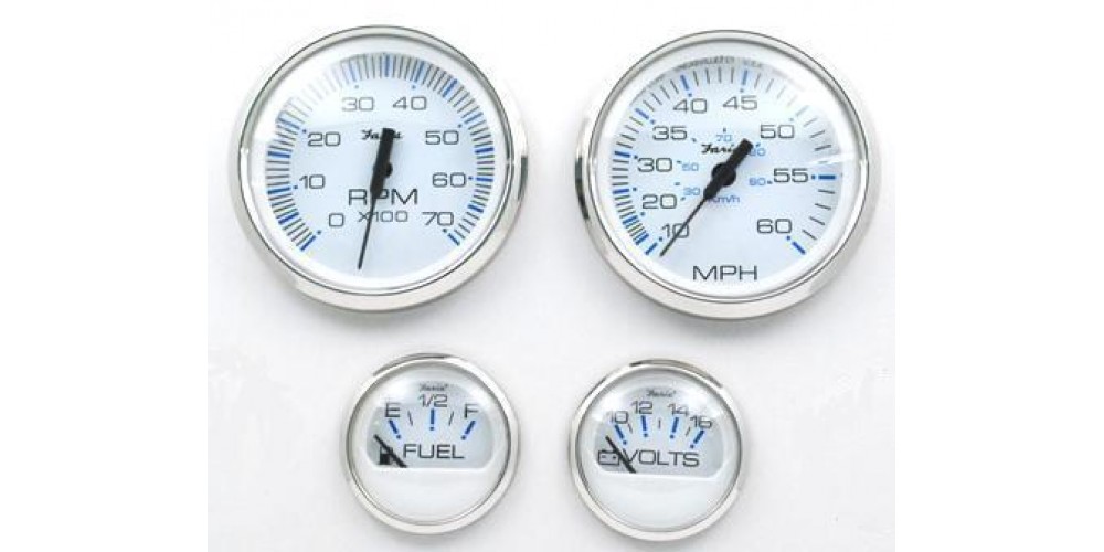 Faria Kit 4-Gauges Chesapeake Stainless Steel White