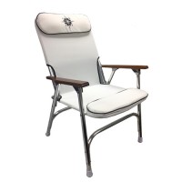 Padded Folding Deck Chair White HD