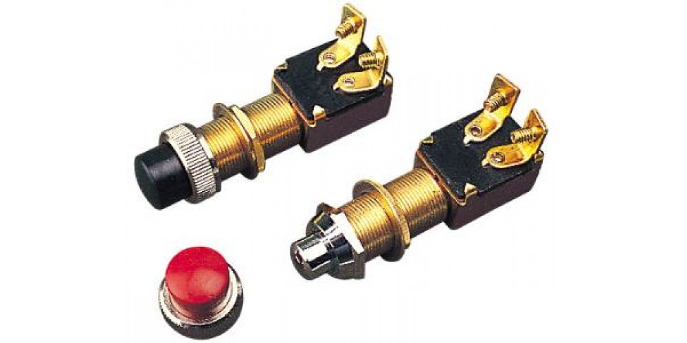 Seadog Switch Brass Push Button W/Red Cp