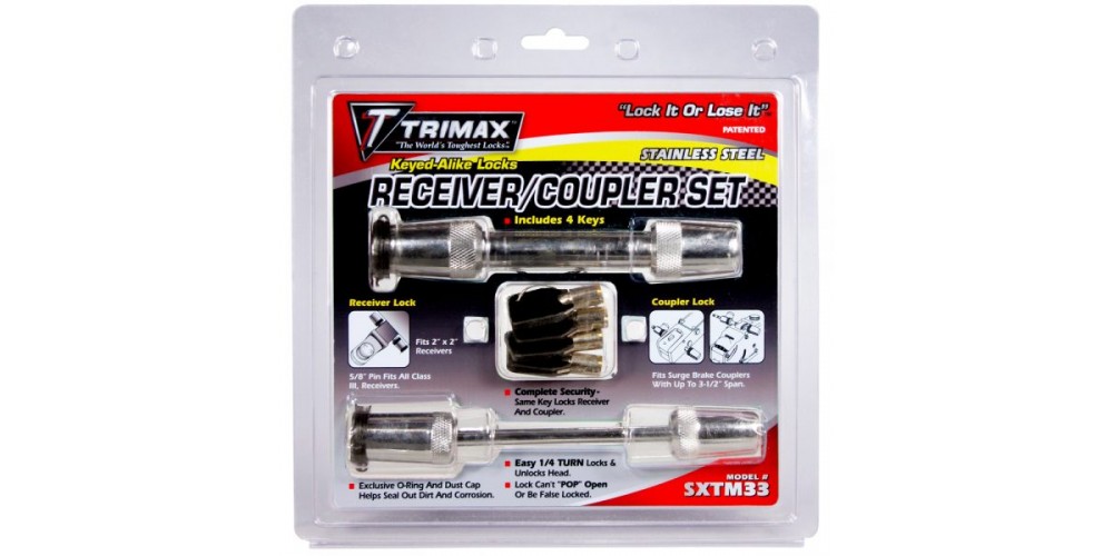 Trimax Keyed Alike Stainless Steel Receiver And Coupler Lock Set