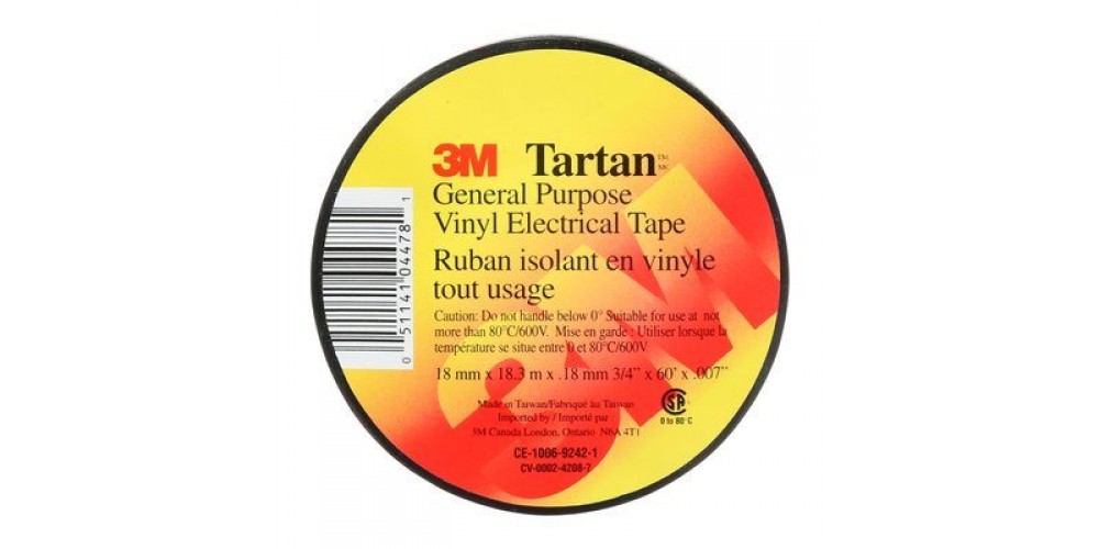 3M Marine Black 3/4 X60'Tartan Elect.Tape