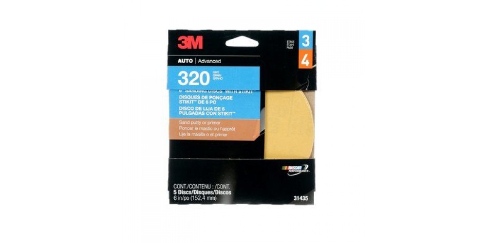 3M Marine 320A 6 Gold Stikit Discs