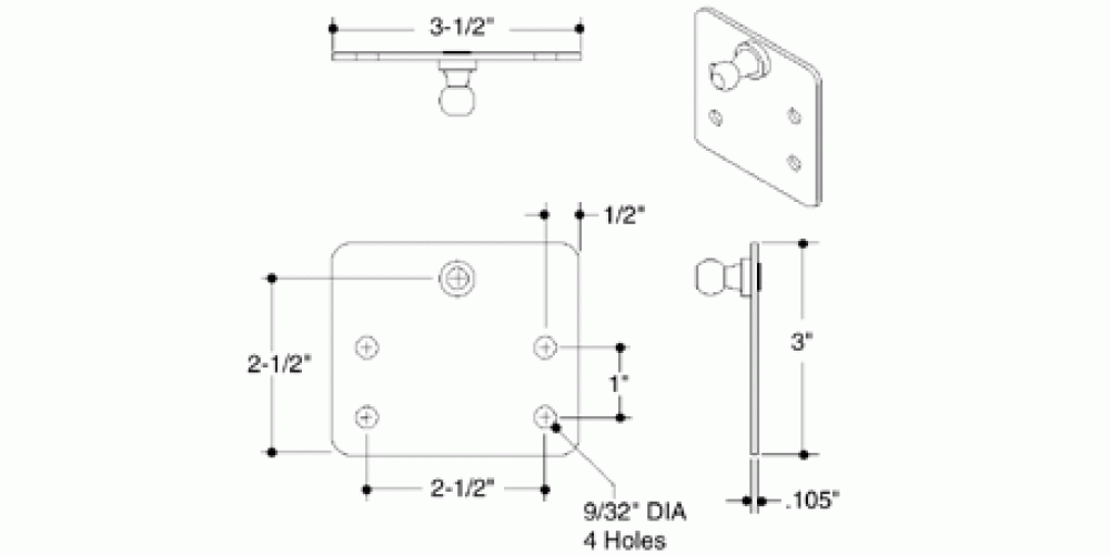 Attwood Zinc Pltd 13Mm Ball Mt Bracket