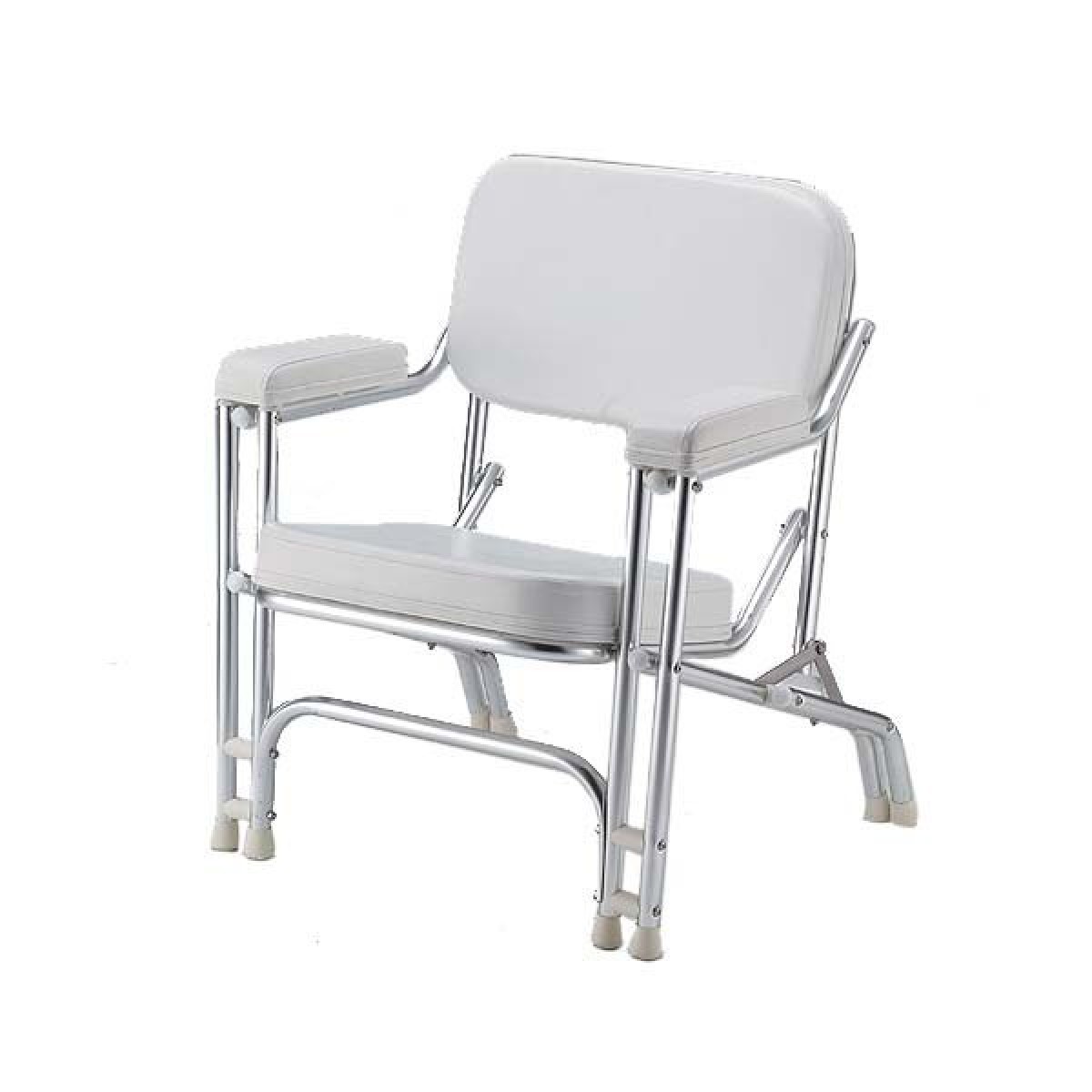 White Padded Deck Chair Stainless Frame - bc-26ss