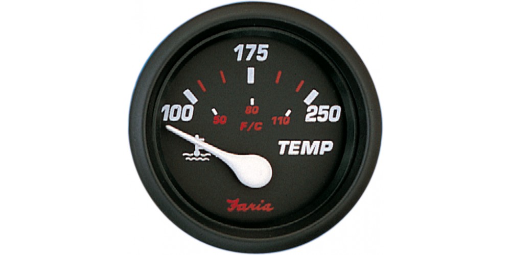 Faria Professional Red Water Temperature Gauge 100-250 F - 14604