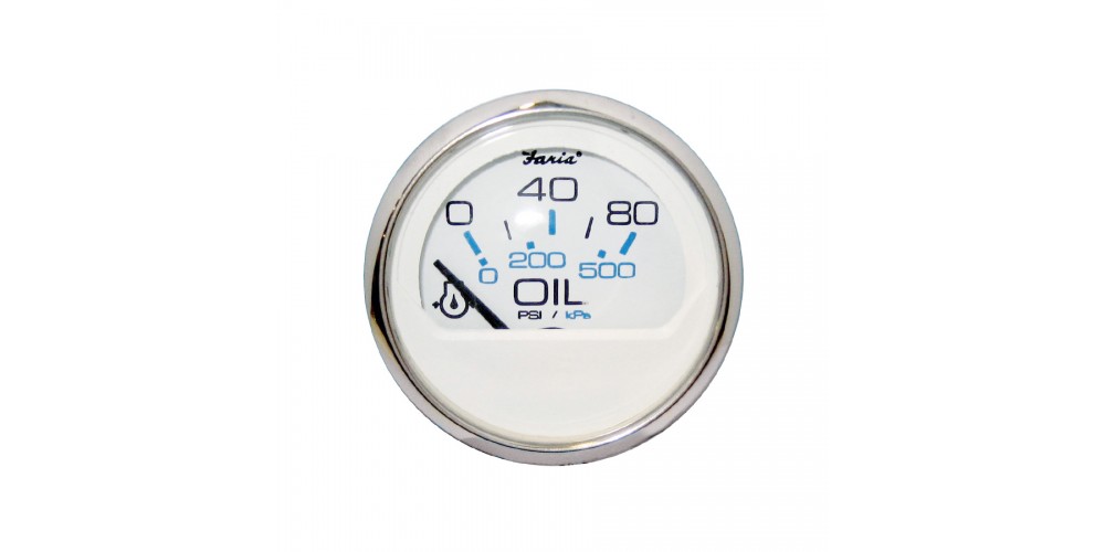 Faria Chesapeake White Series Oil Pressure Gauge (80 PSI) - 14802