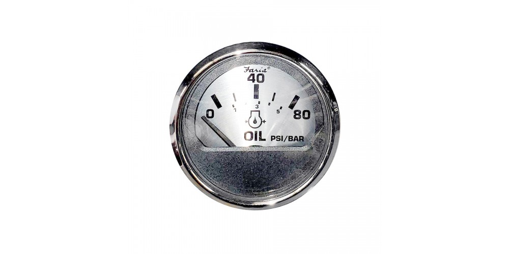 Faria Spun Silver Oil Pressure Gauge 80 PSI - 16002