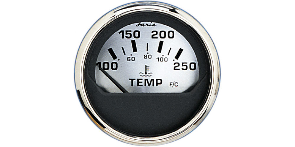 Faria Spun Silver Water Temperature Gauge 100-250F - 16004