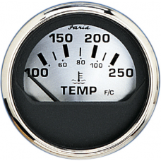 Faria Spun Silver Water Temperature Gauge 100-250F - 16004