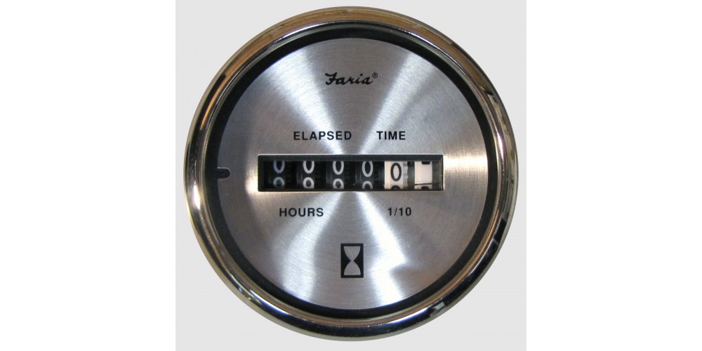 Faria Spun Silver Hourmeter - 16020