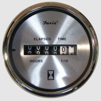 Faria Spun Silver Hourmeter - 16020