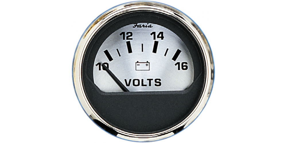 Faria Spun Silver Voltmeter 10-16V - 16023