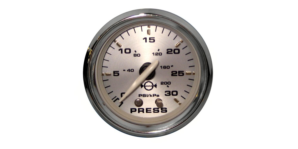 Faria Spun Silver Water Pressure Gauge Kit - 16003