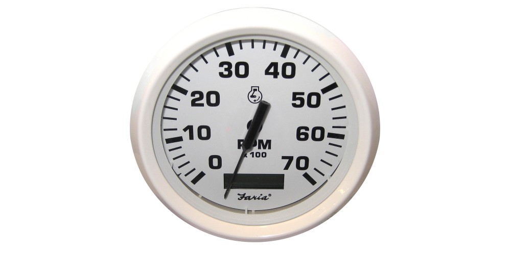 Faria Tachometer with Hourmeter 7000 RPM Dress White - 33140