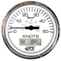 Faria Chesapeake White Stainless Steel GPS Speedometer 50 Knots - 33827