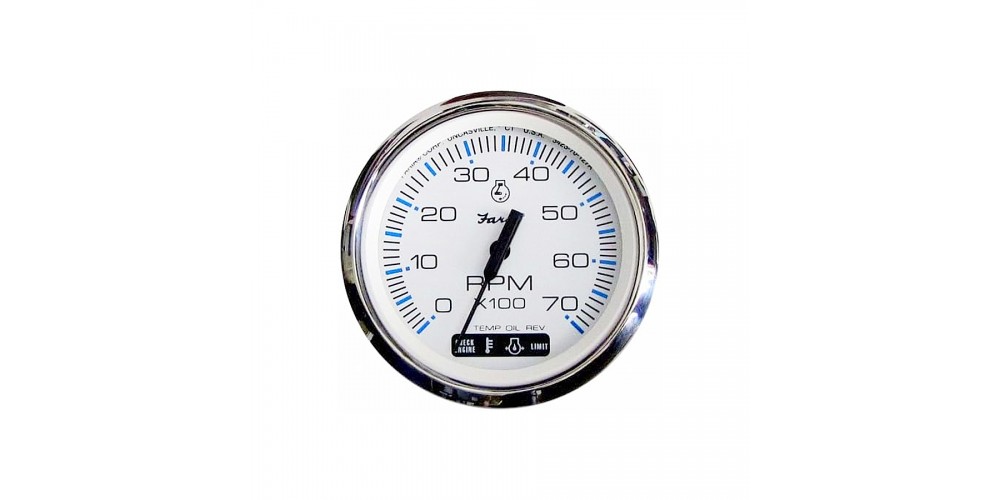 Faria Chesapeake White Stainless Steel Tachometer 7000 RPM - 33860