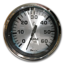 Faria Spun Silver Tachometer 4000 RPM - 36007