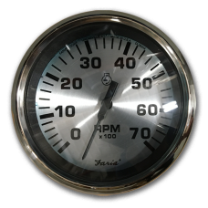 Faria Spun Silver Tachometer 7000 RPM - 36051