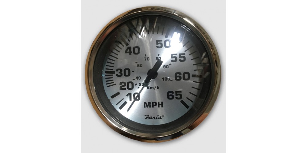 Faria Spun Silver Series Speedometer 65 MPH - SE9935