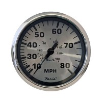 Faria Spun Silver Speedometer 80 Mph - 36011