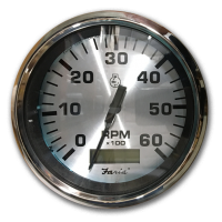 Faria Spun Silver Tachometer with Hourmeter 6000 RPM - 36032