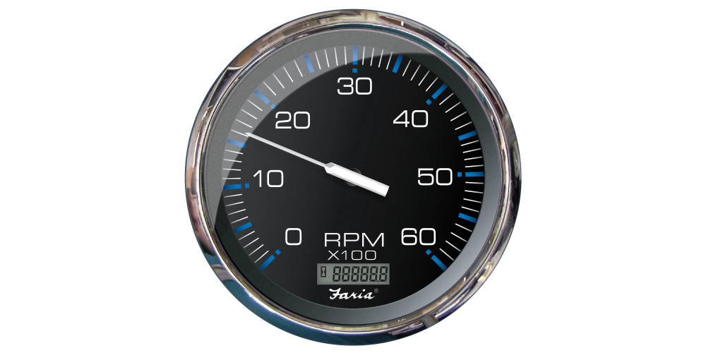 Faria Tachometer with Hourmeter 6000 RPM Chesapeake Black - 34732