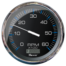 Faria Tachometer with Hourmeter 6000 RPM Chesapeake Black - 34732