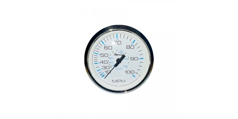 Faria Chesapeake White Stainless Steel Speedometer 100 MPH - 33820