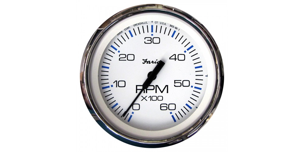 Faria Tachometer 6000 RPM Chesapeake White - 34807