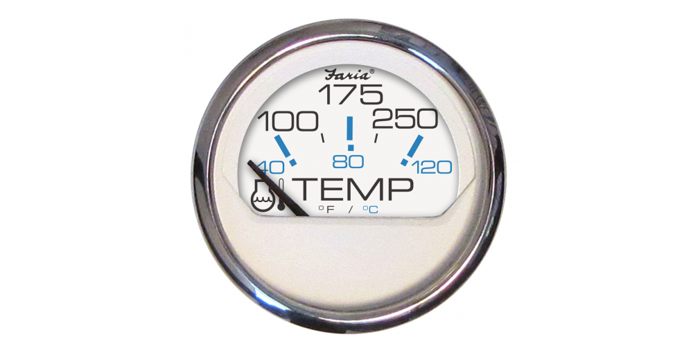 Faria Water Temperature Gauge 100-250 F Chesapeake White - 14804