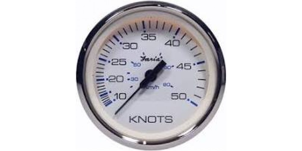 Faria Chesapeake White Stainless Steel Speedometer 50 Knots - 33822