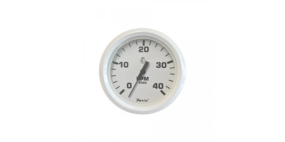 Faria Tachometer 4000 RPM Dress White - 33142