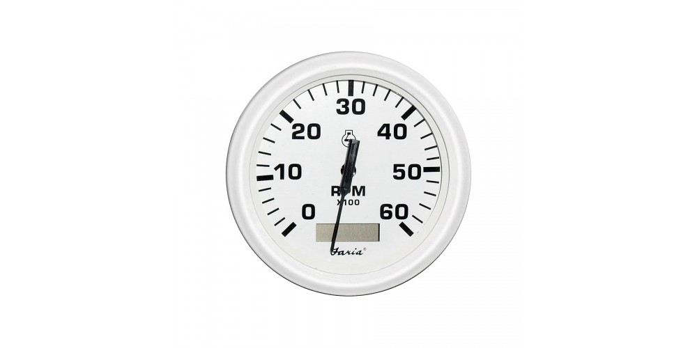 Faria Tachometer with Hourmeter 6000 RPM Dress White - 33132