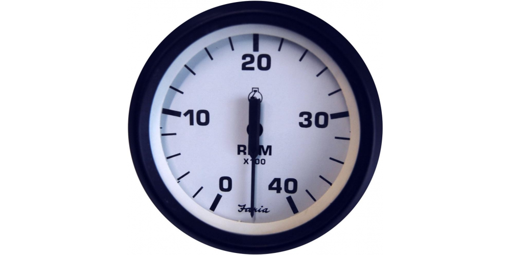 Faria Euro White Tachometer with Hourmeter 4000 RPM - 32941