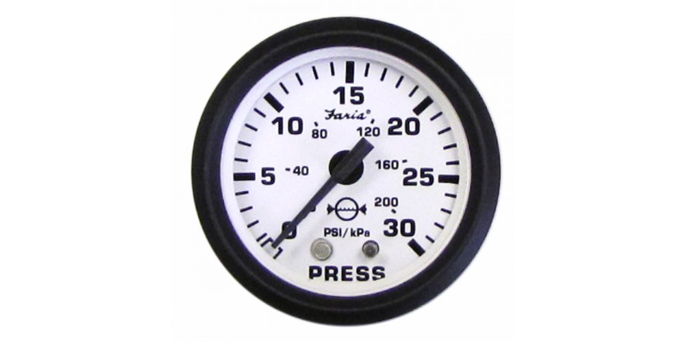 Faria Water Pressure Gauge 60 PSI Euro White - 12975