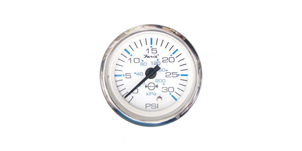 Faria Chesapeake White Stainless Steel Water Pressure Gauge Kit 30 PSI - FAR13812