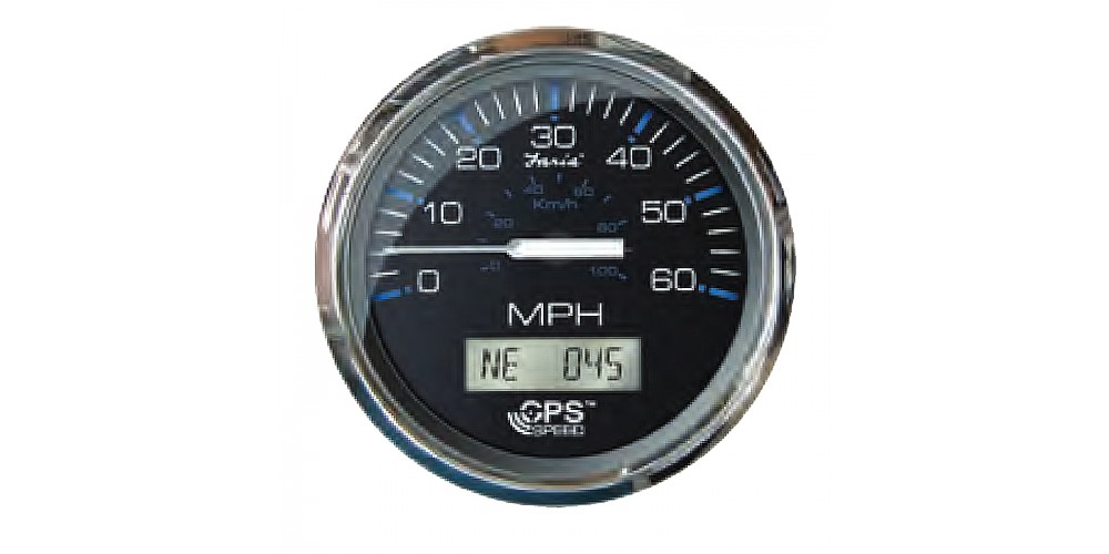 Faria Chesapeake Black Stainless Steel Speedometer 60 Mph with GPS & LCD - FAR33726