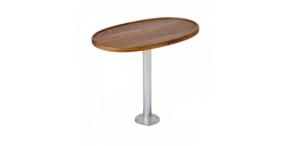 Garelick Stowable Teak Oval Table Top w/ Base Casting