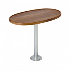 Garelick Stowable Teak Oval Table Top w/ Base Casting