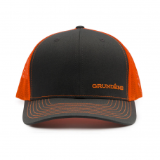 Grundens Offset Embroidered Logo Trucker Hat Charcoal/Neon Orange One Size - 50269