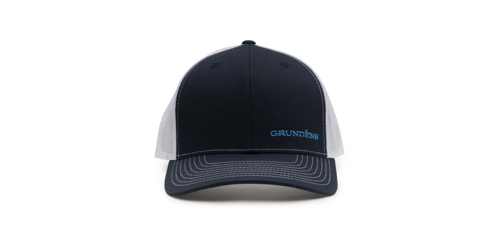 Grundens Offset Embroidered Logo Trucker Hat Navy/White One Size - 50269